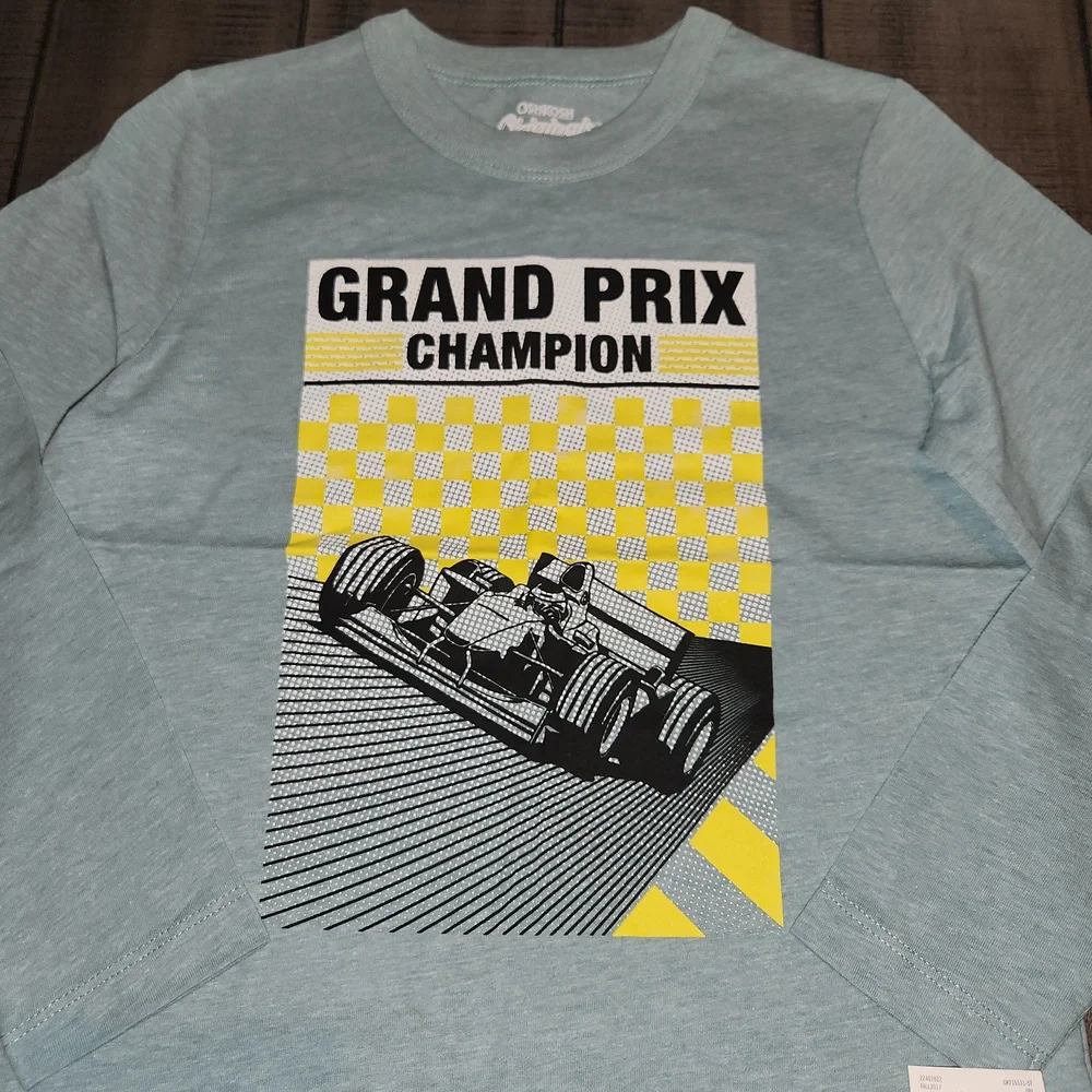 NWT OshKosh B'gosh Long Sleeve Grand Prix Tee - Teal and Yellow